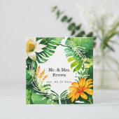 Invitation Aquarelle feuille tropicale (Debout devant)