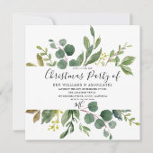 Invitation Aquarelle Feuille verte Bureau Noël fête (Devant)