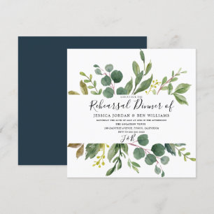 Invitation Aquarelle Feuille verte Dîner de répétition Invita