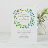 Invitation Aquarelle Feuille verte | MARIAGE (Debout devant)