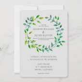 Invitation Aquarelle Feuille verte | MARIAGE (Devant)