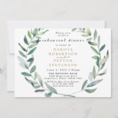 Invitation Aquarelle Feuilles 06 Dîner de répétition Invitati (Devant)