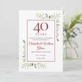 Invitation Aquarelle Feuilles 40e anniversaire Enregistrer la (Debout devant)