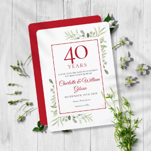 Invitation Aquarelle Feuilles 40e anniversaire Enregistrer la