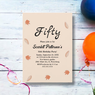 Invitation Aquarelle Feuilles d'automne Beige Automne 50e ann