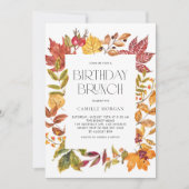 Invitation Aquarelle Feuilles d'automne Cadre Anniversaire Br (Devant)