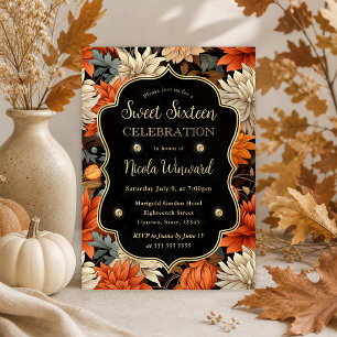 Invitation Aquarelle Feuilles d'automne orange marron Sweet 1