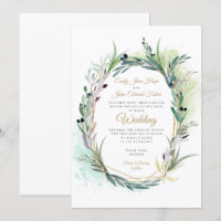 Aquarelle Feuilles en direct Wreath Mariage géomét