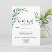 Invitation Aquarelle feuilles mariage RSVP choix de repas (Debout devant)