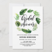 Invitation Aquarelle Feuilles tropicaux Fête des mariées de c (Devant)