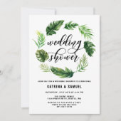 Invitation Aquarelle Feuilles tropicaux Wedding shower de cou (Devant)
