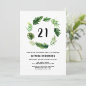 Invitation Aquarelle Feuilles tropicaux Wreath été Anniversai (Debout devant)