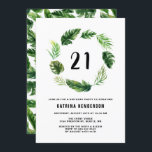 Invitation Aquarelle Feuilles tropicaux Wreath été Anniversai<br><div class="desc">Famille Invitation et amis à votre fête d'anniversaire avec cette invitation tropicale fête d'anniversaire. Il présente une couronne d'aquarelle verte et des feuilles motifs ou palmiers, des feuilles de bananes et d'autres feuilles tropicaux. Personnalisez en ajoutant les détails de votre événement. Cette invitation est parfaite pour les anniversaires d'été et...</div>