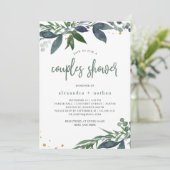 Invitation Aquarelle feuillue | Douche Couples (Debout devant)