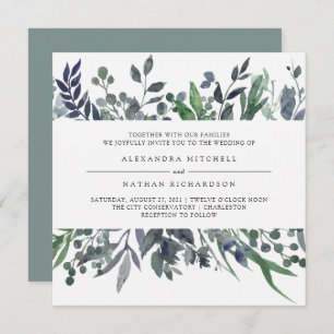 Invitation Aquarelle feuillue   MARIAGE