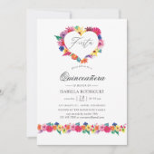 Invitation Aquarelle Fiesta Quinceañera (Devant)