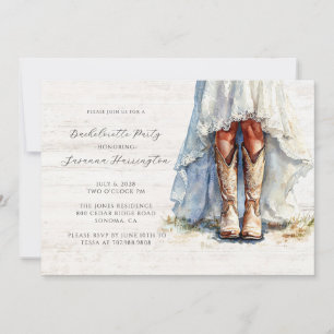 Invitation Aquarelle fille mariée Boots Bachelorette Party