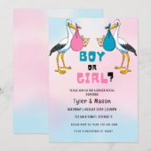 Invitation Aquarelle Fille ou Garçon Fête de Révélation de ge (Devant / Derrière)