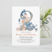 Invitation Aquarelle fille sous la mer 2e anniversaire (Debout devant)