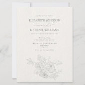 Invitation Aquarelle fine art gris floral Mariage photo Inv (Dos)