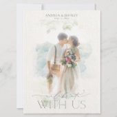 Invitation Aquarelle fine art gris floral Mariage photo Inv (Devant)