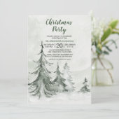 Invitation Aquarelle Fir Trees hiver, Noël (Debout devant)