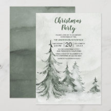 Aquarelle Fir Trees hiver, Noël
