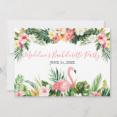 Invitation Aquarelle Flamant rose floral tropical (Dos)