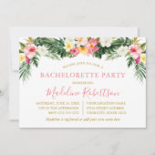 Invitation Aquarelle Flamant rose floral tropical Bachelorett (Devant)