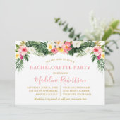 Invitation Aquarelle Flamant rose floral tropical Bachelorett (Debout devant)