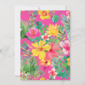 Invitation Aquarelle Flamant rose tropical Anniversaire (Dos)