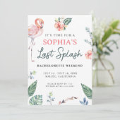 Invitation Aquarelle Flamant rose tropical Bachelorette (Debout devant)