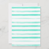 Invitation Aquarelle Flamingle Mint Stripes | FÊTE DES MARIÉE (Dos)