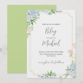 Invitation Aquarelle Fleur Bleue Rustique & Botanique   (Devant / Derrière)
