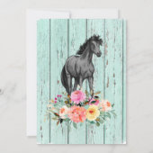 Invitation Aquarelle Fleur cheval anniversaire cowgirl  (Dos)