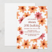 Invitation Aquarelle Fleur d'automne N'importe quel âge Anniv (Devant / Derrière)