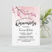 Invitation Aquarelle Fleur de cerisier Quinceanera florale 15 (Debout devant)