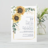 Invitation Aquarelle Fleur de Tournesol Script 75e Anniversai (Debout devant)