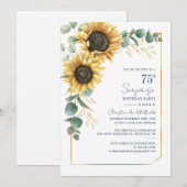 Invitation Aquarelle Fleur de Tournesol Script 75e Anniversai (Devant / Derrière)
