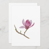 Invitation Aquarelle Fleur Magnolia peinte à la main (Devant / Derrière)