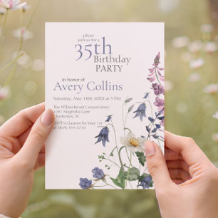 Invitation Aquarelle Fleur Sauvage 35e Anniversaire