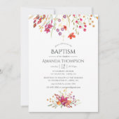 Invitation Aquarelle Fleur sauvage Baptême ou Christening (Devant)
