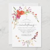 Invitation Aquarelle Fleur sauvage Baptême ou Christening (Devant)