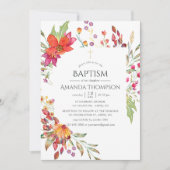 Invitation Aquarelle Fleur sauvage Baptême ou Christening (Devant)