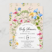 Invitation Aquarelle fleur sauvage Boho Baby shower (Devant / Derrière)