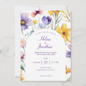 Invitation Aquarelle fleur sauvage Boho Floral Mariage élégan (Devant)