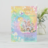 Invitation Aquarelle Fleur sauvage Château Tie Dye Anniversai (Debout devant)