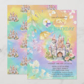 Invitation Aquarelle Fleur sauvage Château Tie Dye Anniversai (Devant / Derrière)