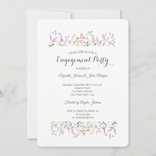 Invitation Aquarelle Fleur sauvage chic (Devant)