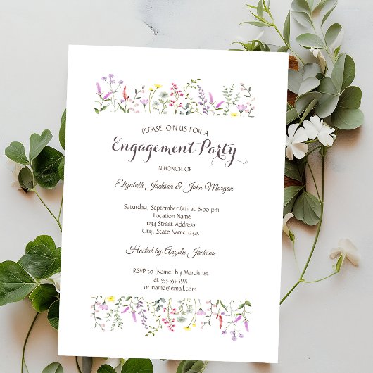 Invitation Aquarelle Fleur sauvage chic